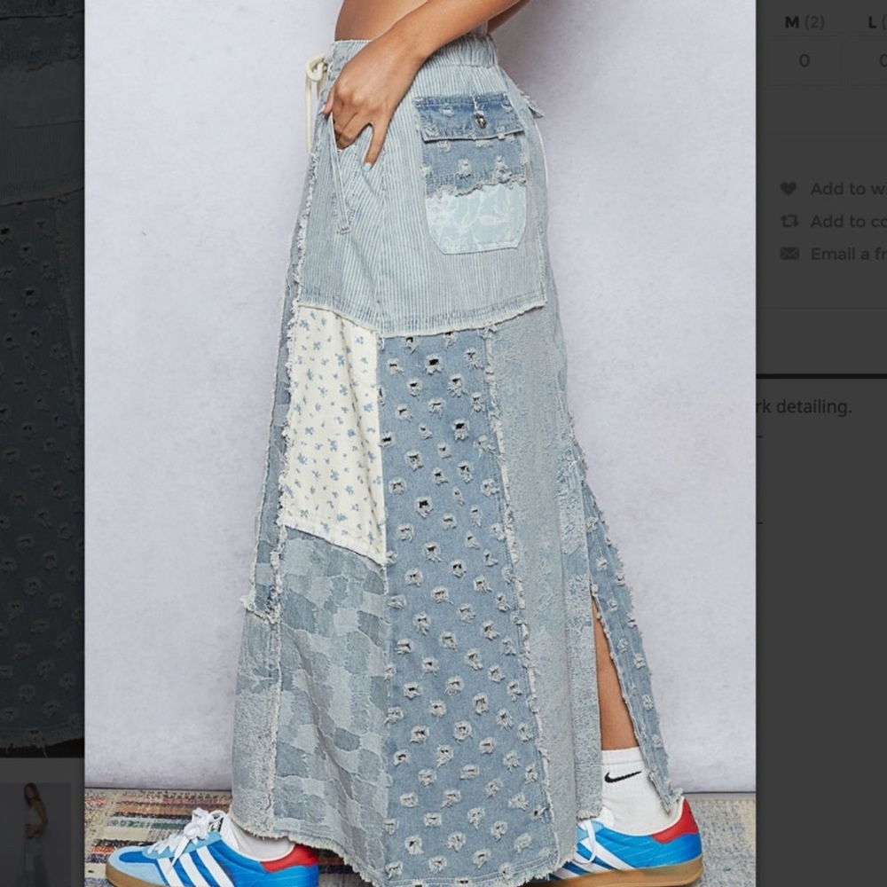 POL Patchwork Denim Maxi Skirt - Picture 3 of 5